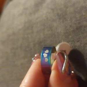 Multi color stainless steel ring with heart design #rainbowjewels